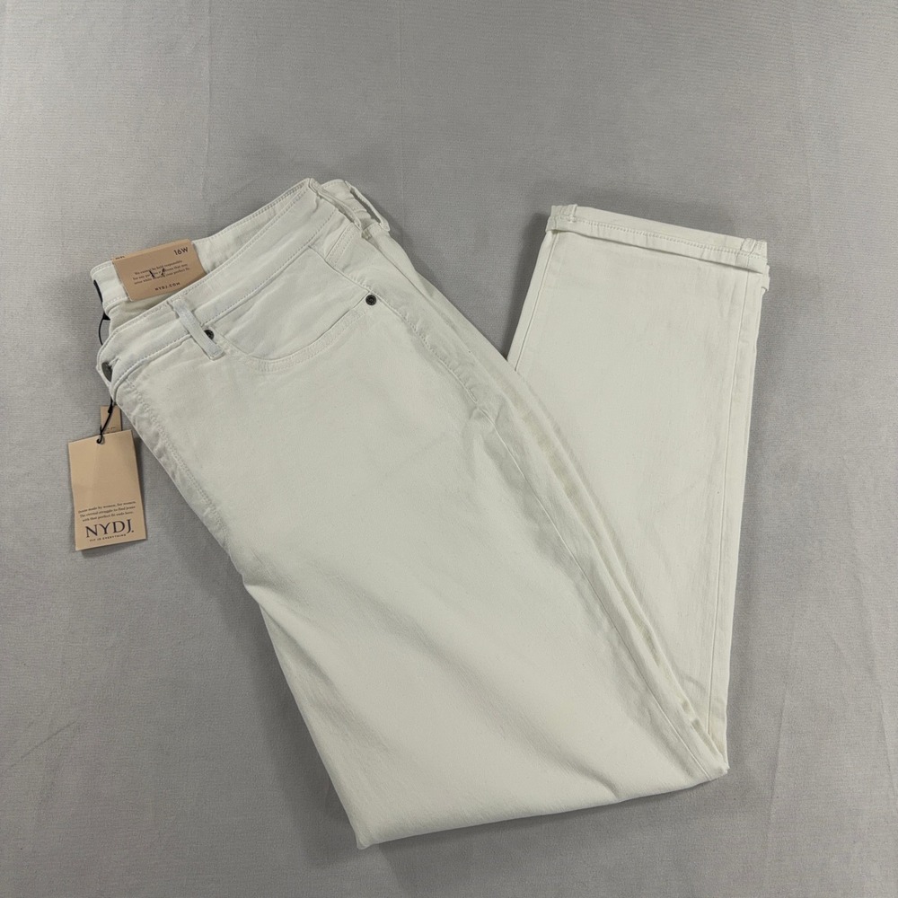 NYDJ Margot Girlfriend Jeans White Lift Tuck Stretch Denim Womens 16W‎ NWT